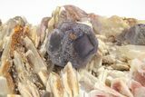Purple Cubo-Octahedral Fluorite Crystals on Barite - Morocco #217062-2